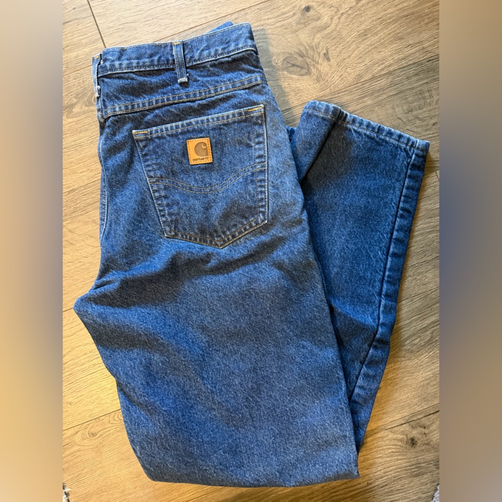 Carhartt Men's Dark Blue Relaxed Fit Denim Jeans